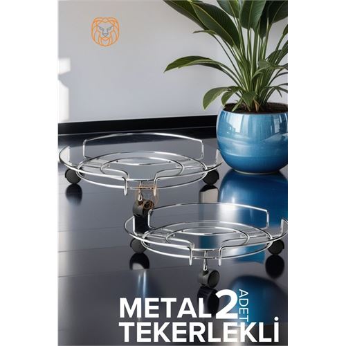 Turk Metal Saksı Altlığı Tekerlekli 2 li SET