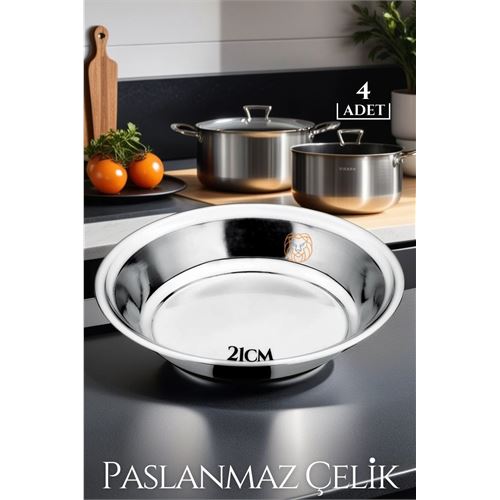 Turk 21 cm 4 LÜ Tabak Seti Paslanmaz Çelik B.Caprio Design