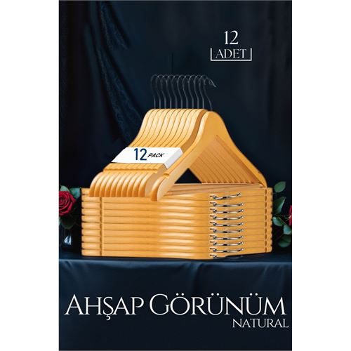 Turk Natural Ahşap Görünüm 12 li Askı Seti Schönbuch Design