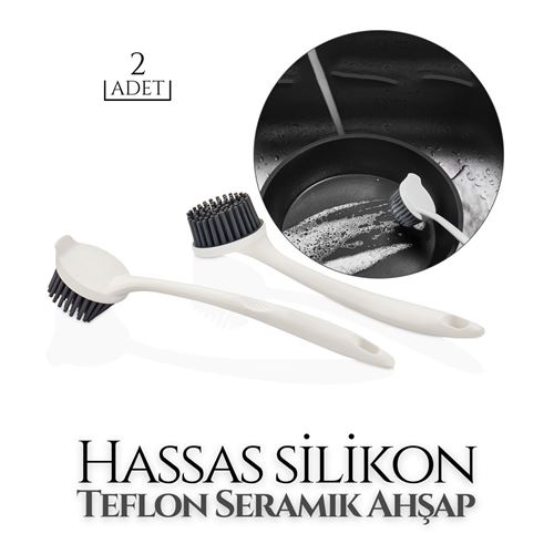 Turk Silikon Bulaşık Hassas Teflon Seramik Ahşap FırçasI Colico Design 2 li SET