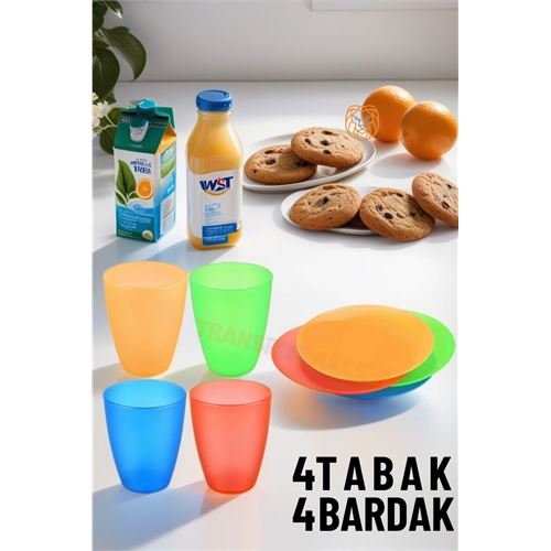 Turk 8 ADET Tabak ve Bardak Seti