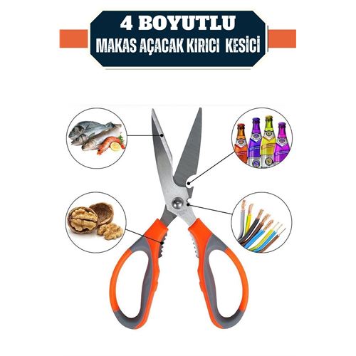 Turk Kuhn 4 Boyutlu Mutfak Makası Açacak Kırıcı Kesici