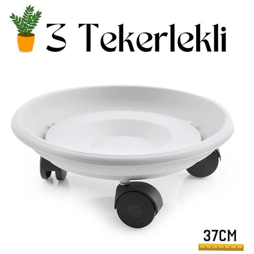 Turk Tekerlekli Saksı Altığı 37 CM Coadura Design Beyaz