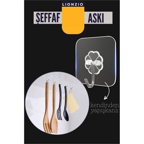 Turk Şeffaf Yapışkanlı Askı Lionzio Design