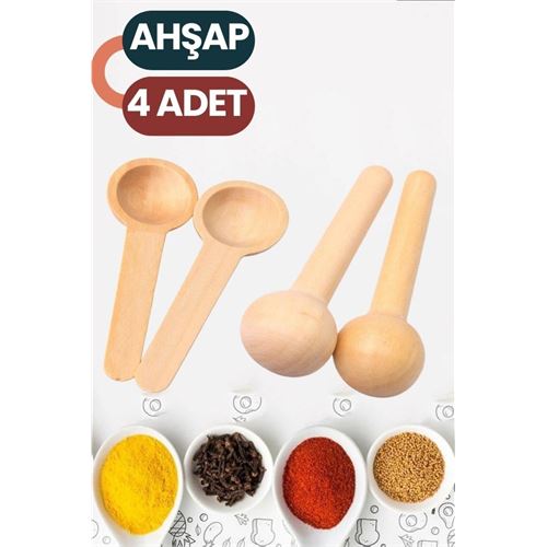 Turk Baharat Kaşığı 7 cm Mini Doğal Ahşap El Yapımı