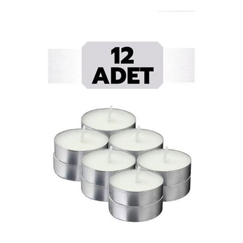 Turk TeaLights Yuvarlak Mum 12 ADET BEYAZ