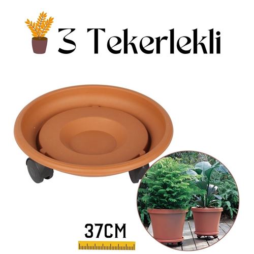 Turk Tekerlekli Saksı Altığı 37 CM Coadura Design Kahve