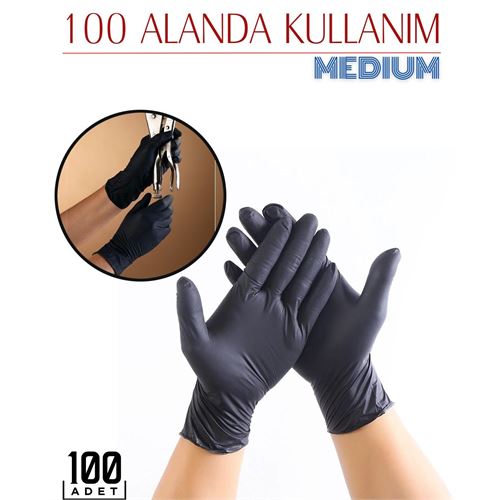 Turk MEDIUM 100 Adet Siyah Nitril Eldiven