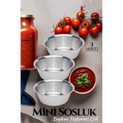 Turk Paslanmaz Çelik Mini Sos Kasesi 3 lü SET