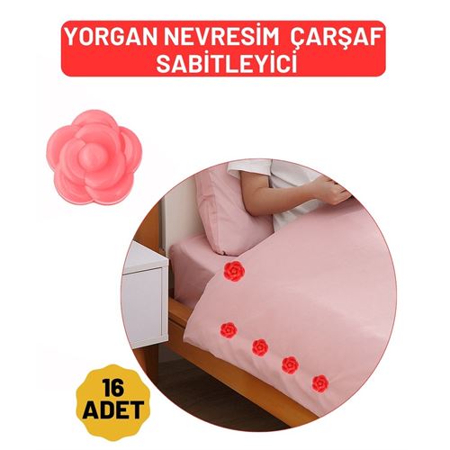 Turk Yorgan Çarşaf Kılıf Sabitleyici 16 Adet Çiçek Model