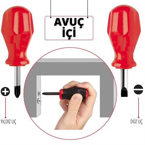 Turk High-Torque Avuçiçi DÜZ-YILDIZ Uçlu Tornavida Seti