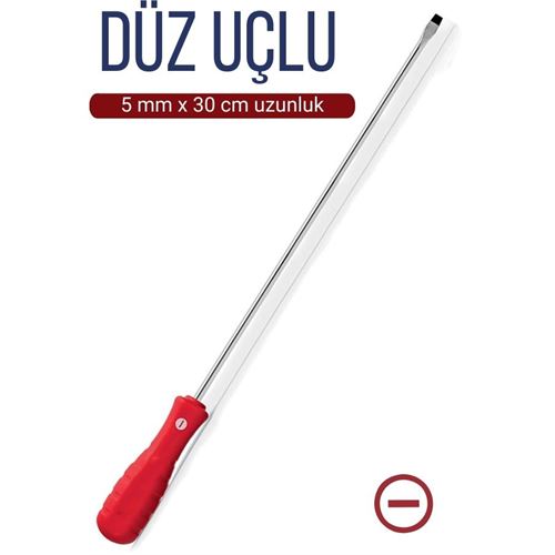 Turk 5 mm Uç 30 Cm Uzunluk Düz Uç Tornavida