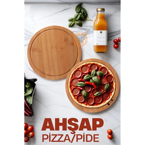 Turk 4 ADET Pizza Sunum ve Kesim Tahtası 719342 Toptan Paket