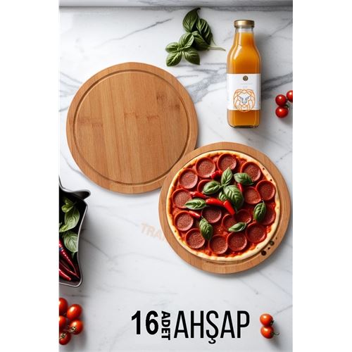 Turk 16  ADET Pizza Sunum ve Kesim Tahtası  719916  Toptan Paket