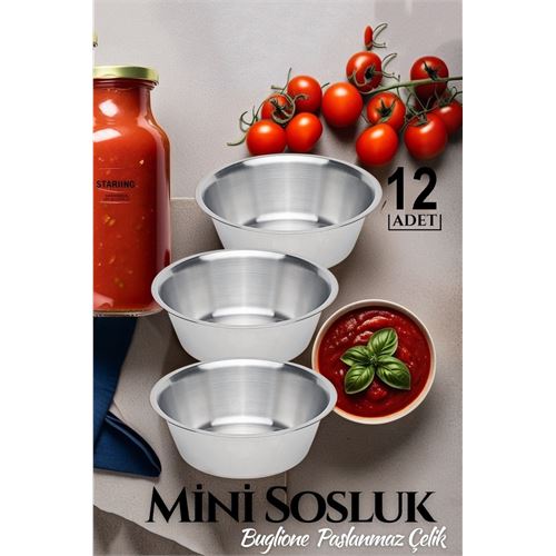 Turk 12 ADET Paslanmaz Çelik Mini Sos Kasesi  719216  Toptan Paket