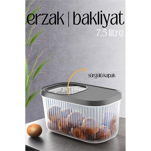 Turk MultiBox Erzak Bakliyat Kutusu Sürgülü Kapak 7.5 Litre