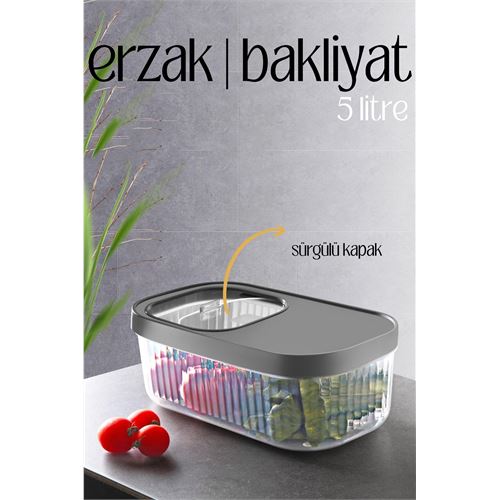 Turk MultiBox Erzak Bakliyat Kutusu Sürgülü Kapak 5 Litre