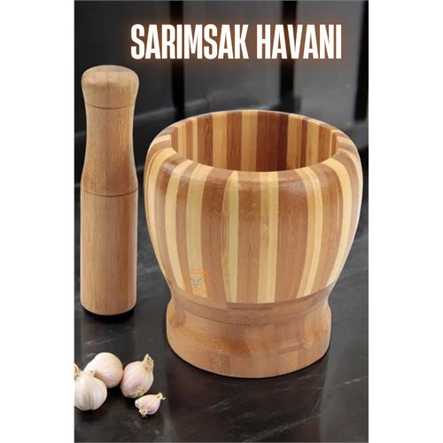 Turk Sarımsak Havanı Bambu