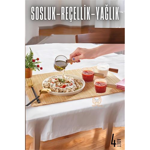 Turk Reçellik Sosluk 4 Lü Ahşap Saplı Mika