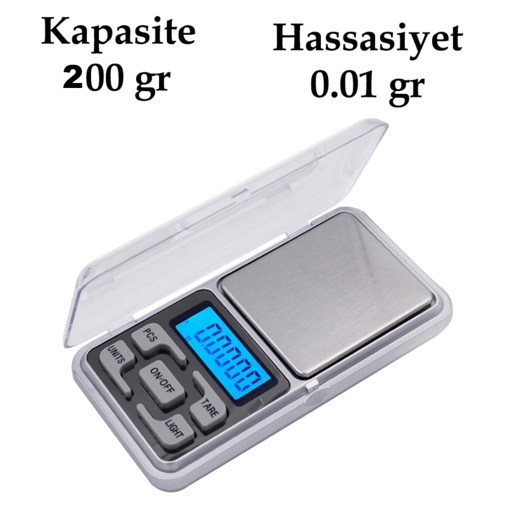 Dijital Hassas Elektronik Kuyumcu Cep Terazisi Tartı 200 gr /  0.01 gr (4767)