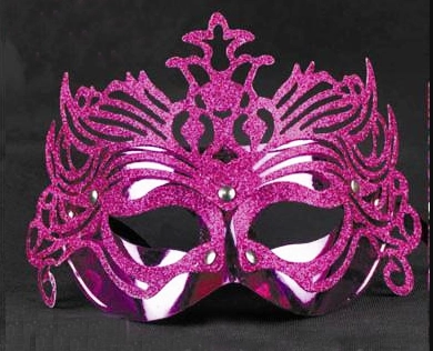 Metalik Fuşya Pembe Renk Masquerade Kelebek Simli Parti Maskesi 23x14 Cm