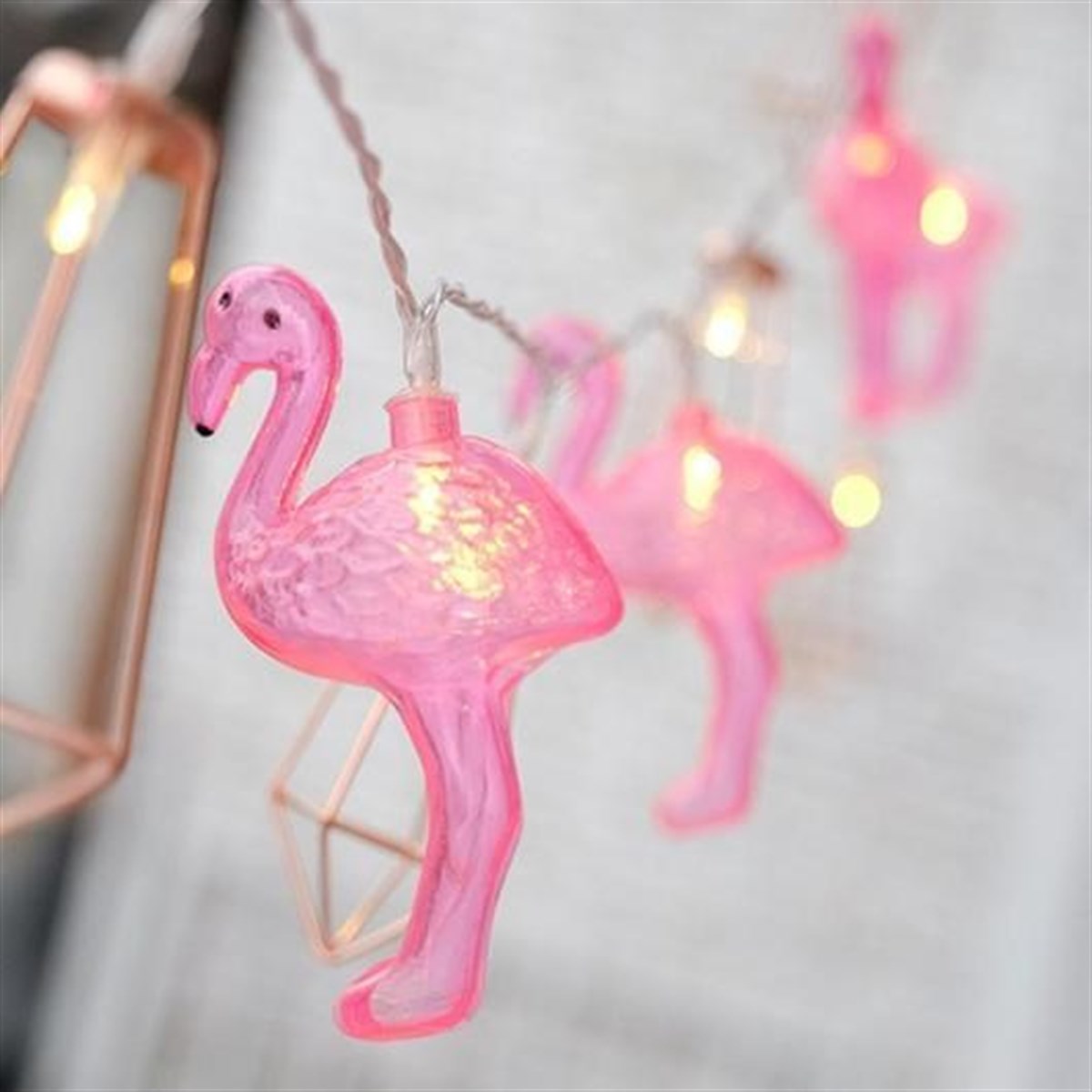 10&apos;lu Pilli Led Flamingo Dekoratif Işık Zinciri Aydınlatma 1,5 Mt (4767)