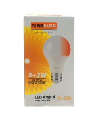 NİSALUCE EAMP-074/BK 9+2W E27 BEYAZ-KIRMIZI LED AMPUL (4767)