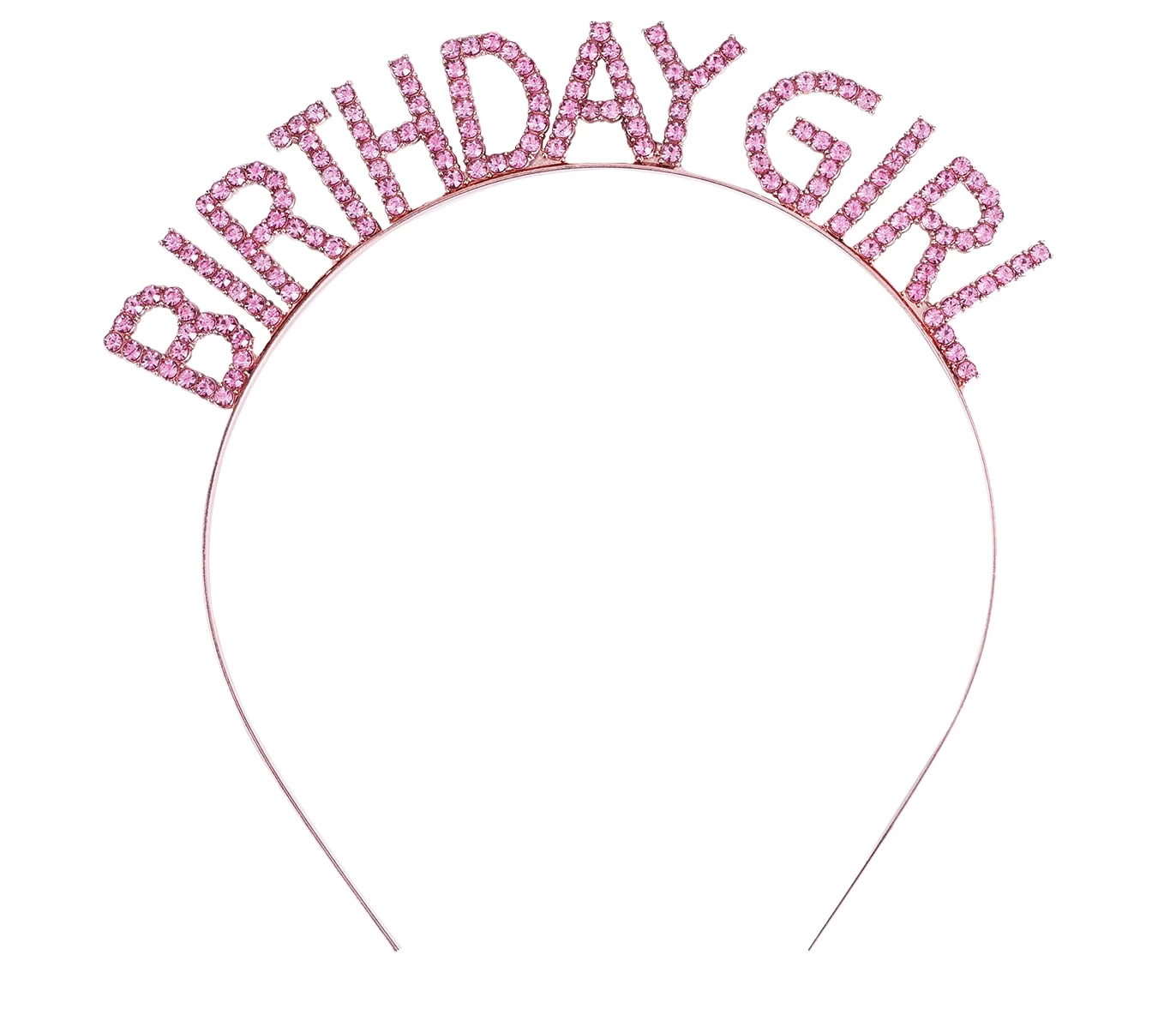 Pembe Renk Kristal Taşlı Parlak Birthday Girl Yazılı Taç 16x17 Cm