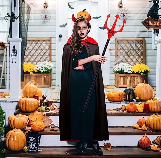 Kırmızı Renk Halloween Cadılar Bayramı Çatal 107 Cm