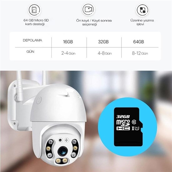 2.0 MP HD Lens İç Dış Mekan Suya Danıklı IP Wifi Network Güvenlik Kamerası Wifi Kamera (4767)