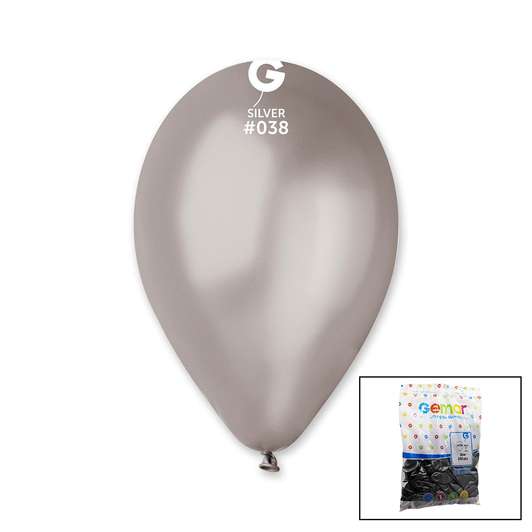 GM-110-38 METALİK - GÜMÜŞ BALON 11&apos;&apos; - 28CM - 100 PARÇA (4767)