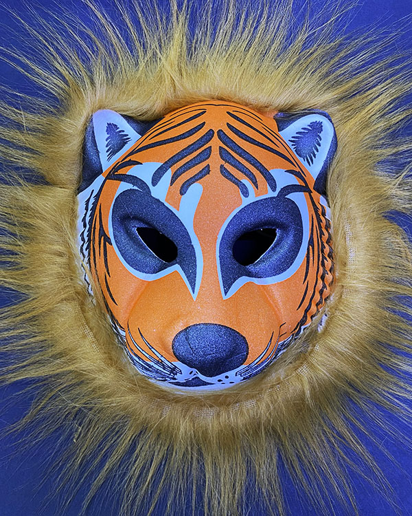 Kahverengi Peluş Saçlı Kırılmaz Yumuşak Tiger Maskesi 22x19 cm (4767)