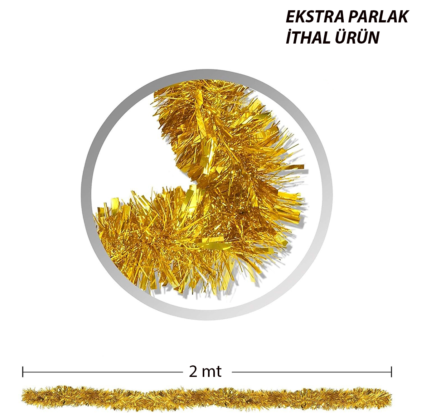 Parti İçin Sim Süs 2 Metre Uzunluk 8 cm Genişlik Altın Renk İthal (4767)