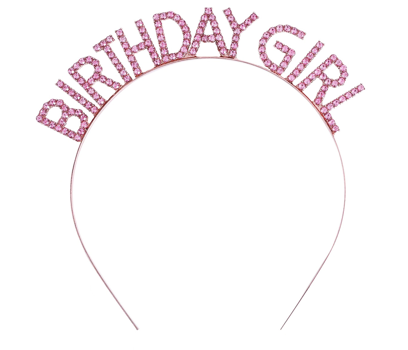 Pembe Renk Kristal Taşlı Parlak Birthday Girl Yazılı Taç 16x17 cm (4767)