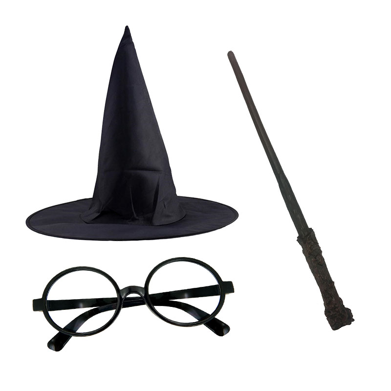 Harry Potter Şapkası Harry Potter Gözlüğü Harry Potter Asası 3 lü Set (4767)