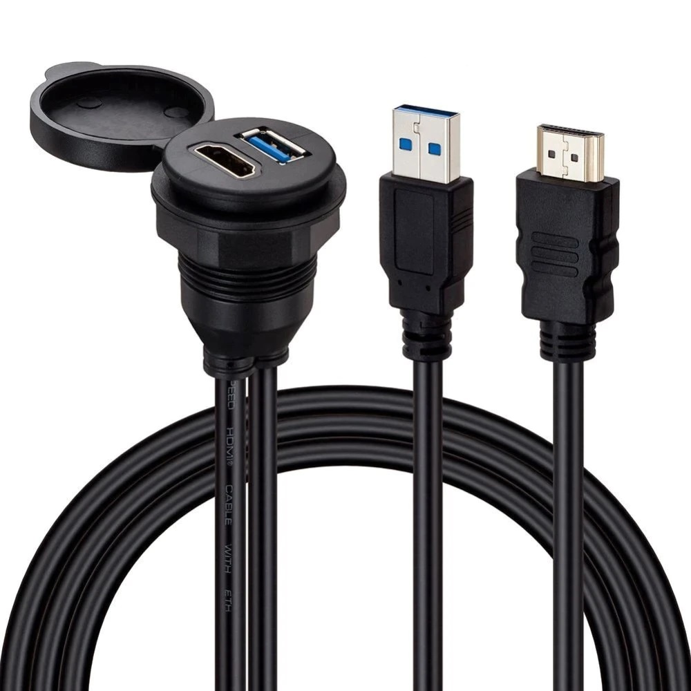 ARAÇ KONTROL PANELİ USB 3.0 + HDMI UZATMA KABLOSU GÖMME MONTAJ (4767)