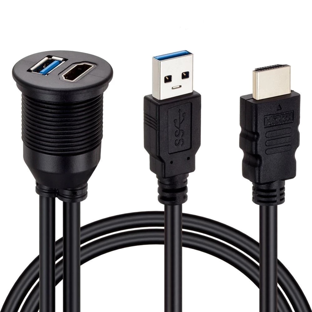 ARAÇ KONTROL PANELİ USB 3.0 + HDMI UZATMA KABLOSU GÖMME MONTAJ (4767)