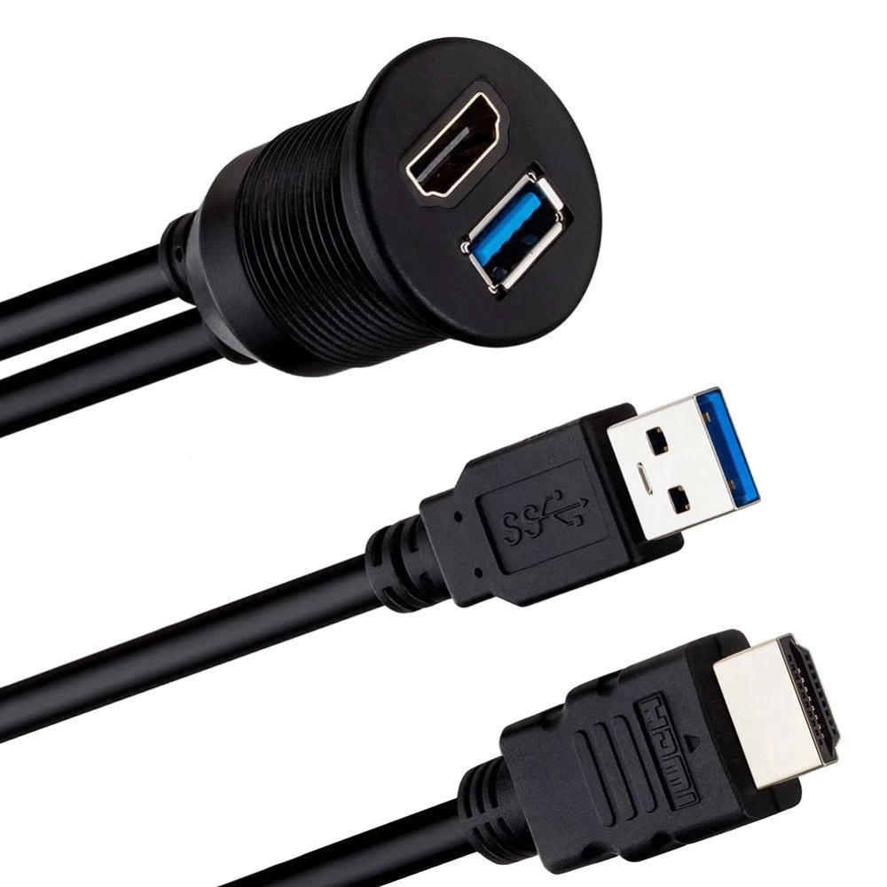 ARAÇ KONTROL PANELİ USB 3.0 + HDMI UZATMA KABLOSU GÖMME MONTAJ (4767)