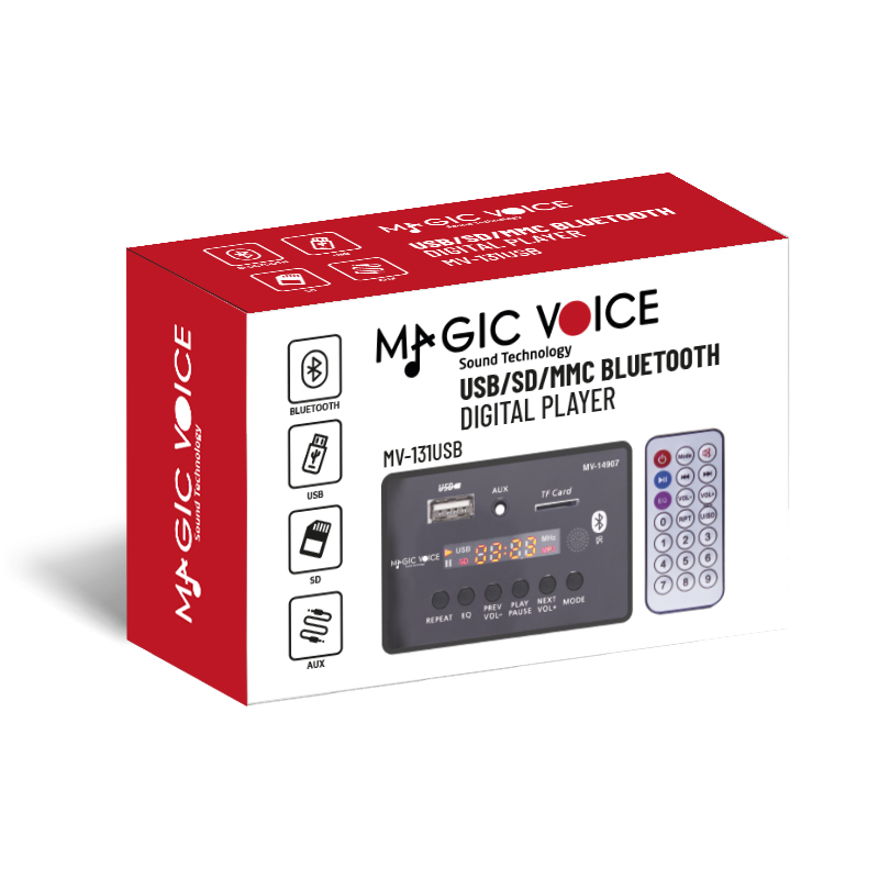 MAGİCVOİCE MV-14907 USB/SD/MIC/AUX/BLUETOOTH KUMANDALI EKRANLI OTO TEYP ÇEVİRİCİ DİJİTAL PLAYER BOARD (4767)