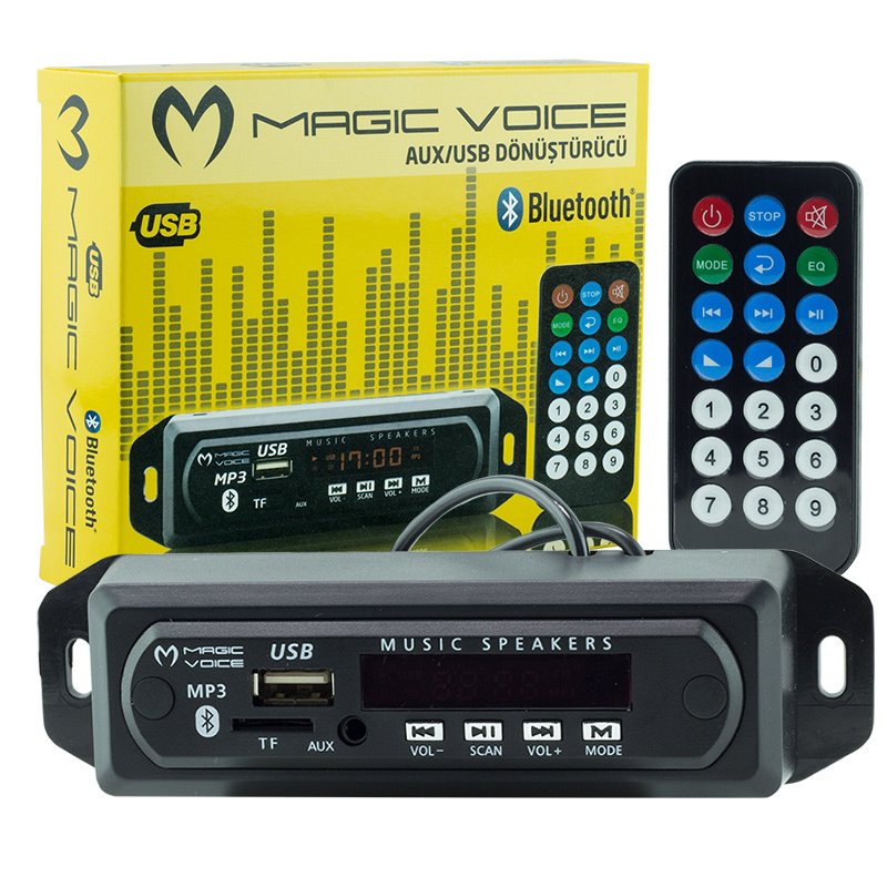 MAGICVOICE USB-400 (V20) BLUETOOTH/AUX USB/SD/MMC-MİC-KUMANDALI OTO TEYP ÇEVİRİCİ DİJİTAL PLAYER (5V/12V) (4767)