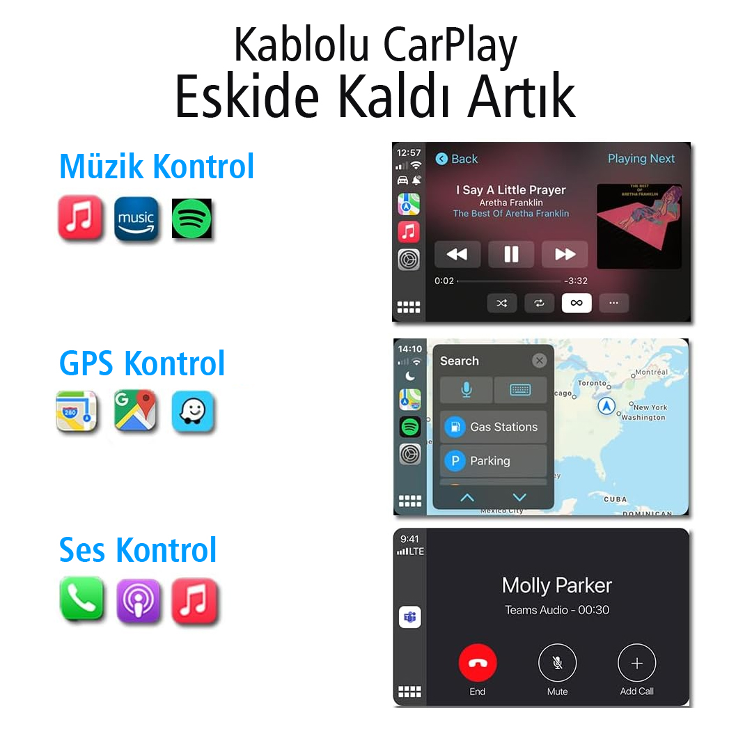 WİRELESS KABLOSUZ APPLE İPHONE CARPLAY EKRAN YANSITMA (VERSİYON 4.0) (4767)