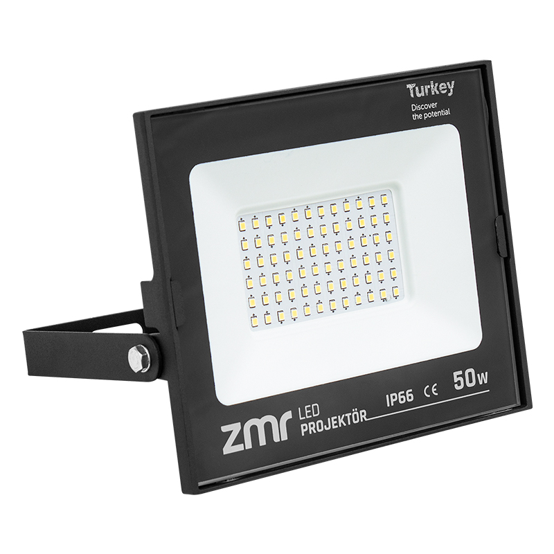 ZMR 50 WATT 6500K IP66 150* IŞIK AÇISI 220 VOLT SİYAH SLİM KASA LED PROJEKTÖR (4767)