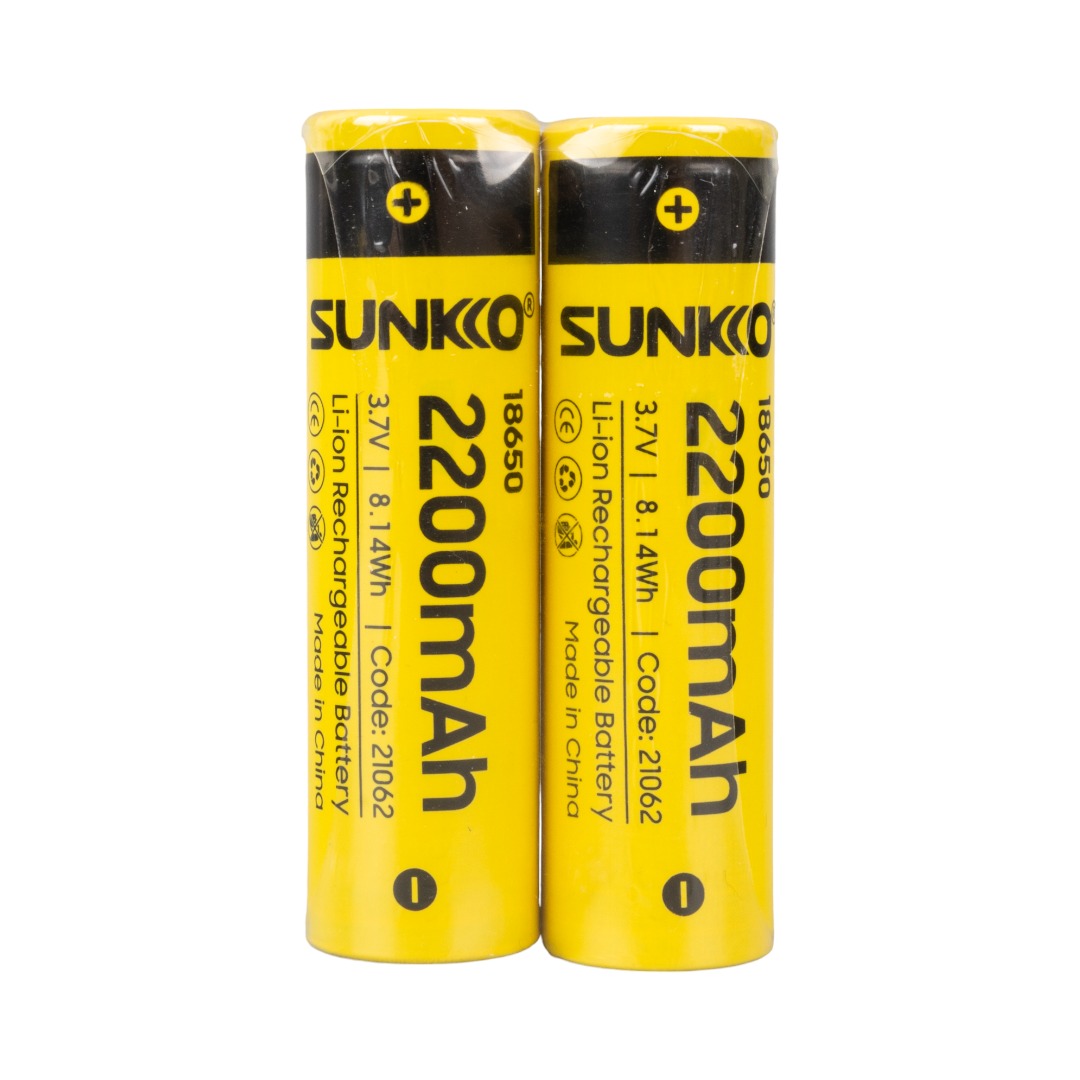 SUNKKO 3.7 VOLT 2200 MAH 18650 ŞARJ EDİLEBİLİR PİL (2Lİ PAKET) (4767)