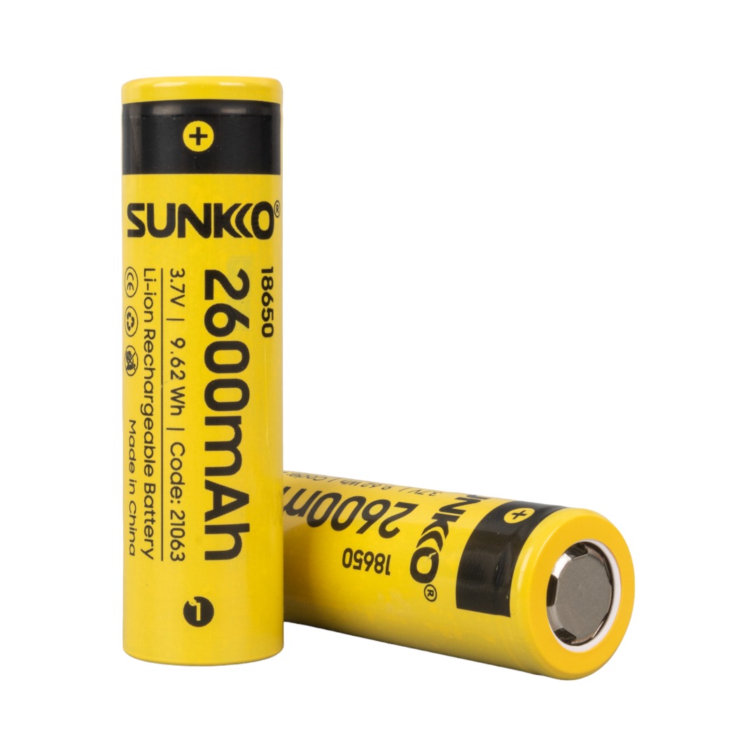 SUNKKO 3.7 VOLT 2600 MAH 18650 ŞARJ EDİLEBİLİR PİL (2Lİ PAKET) (4767)