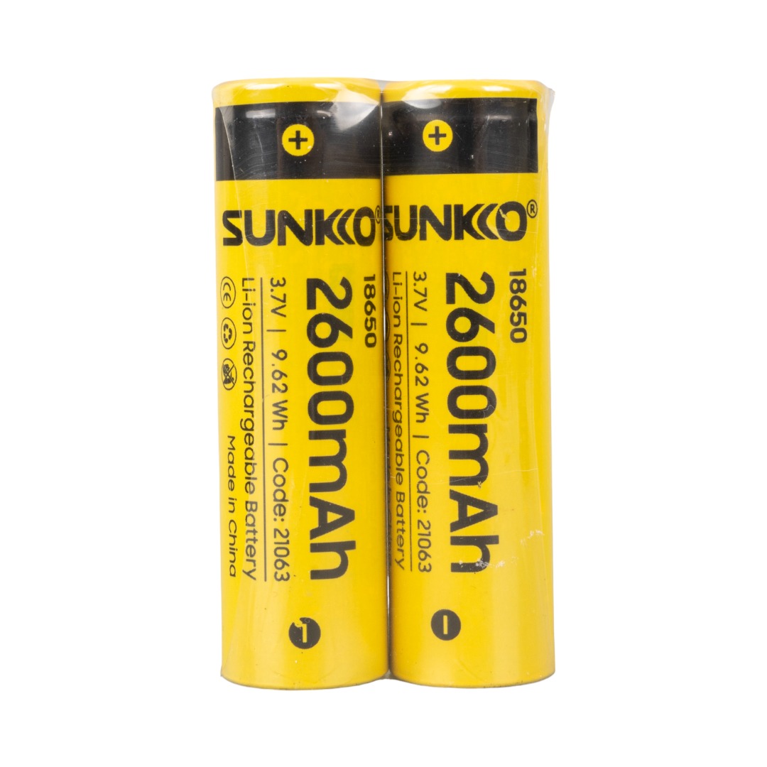 SUNKKO 3.7 VOLT 2600 MAH 18650 ŞARJ EDİLEBİLİR PİL (2Lİ PAKET) (4767)