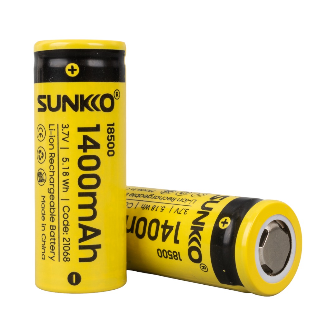 SUNKKO 3.7 VOLT 1400 MAH 18500 ŞARJ EDİLEBİLİR PİL (2Lİ PAKET) (4767)