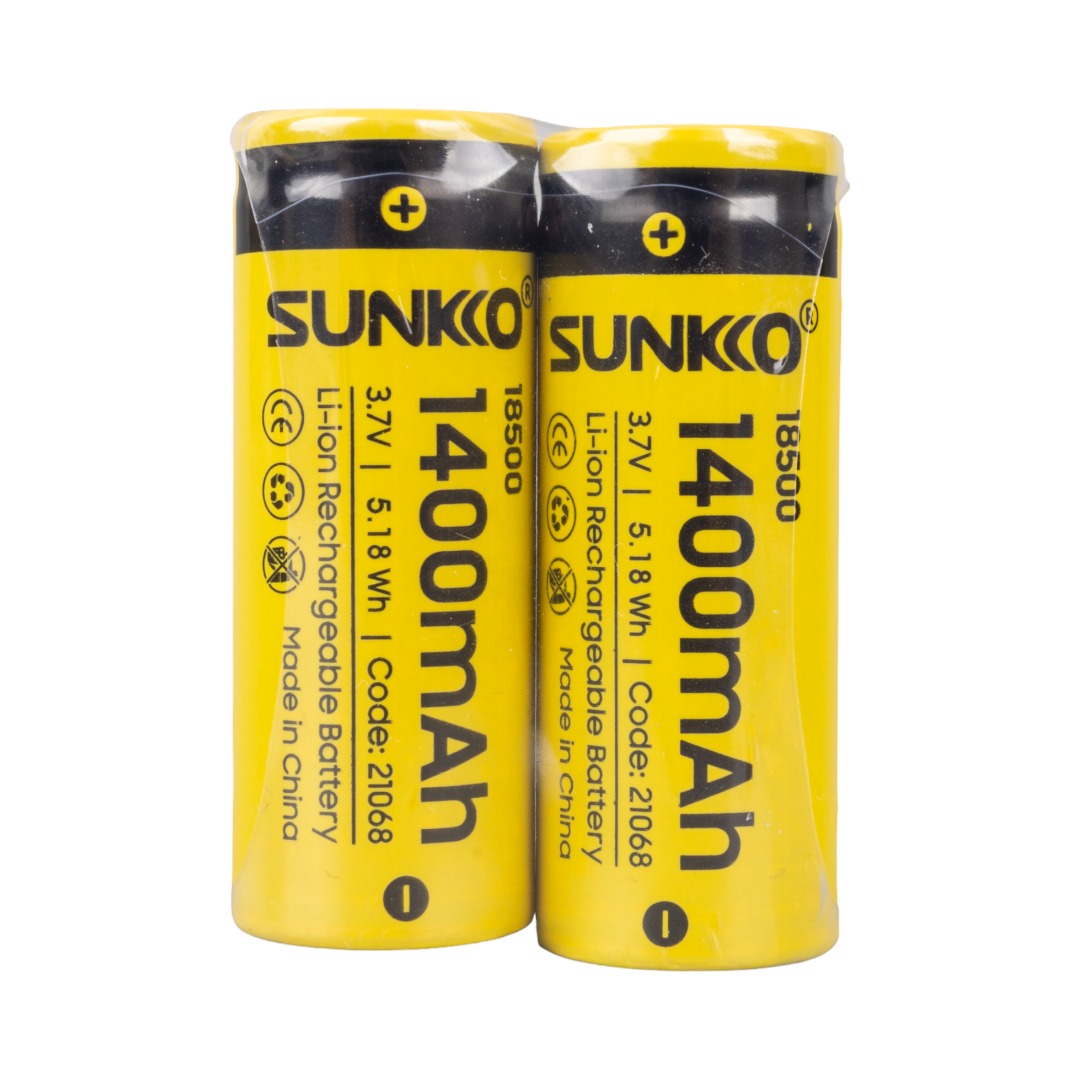 SUNKKO 3.7 VOLT 1400 MAH 18500 ŞARJ EDİLEBİLİR PİL (2Lİ PAKET) (4767)