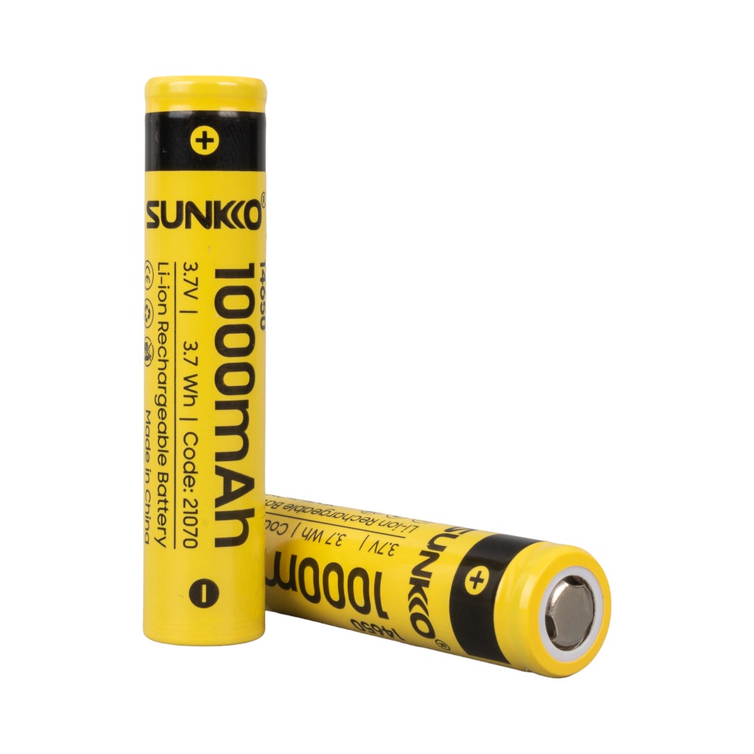 SUNKKO 3.7 VOLT 1000 MAH 14650 ŞARJ EDİLEBİLİR PİL (2Lİ PAKET) (4767)