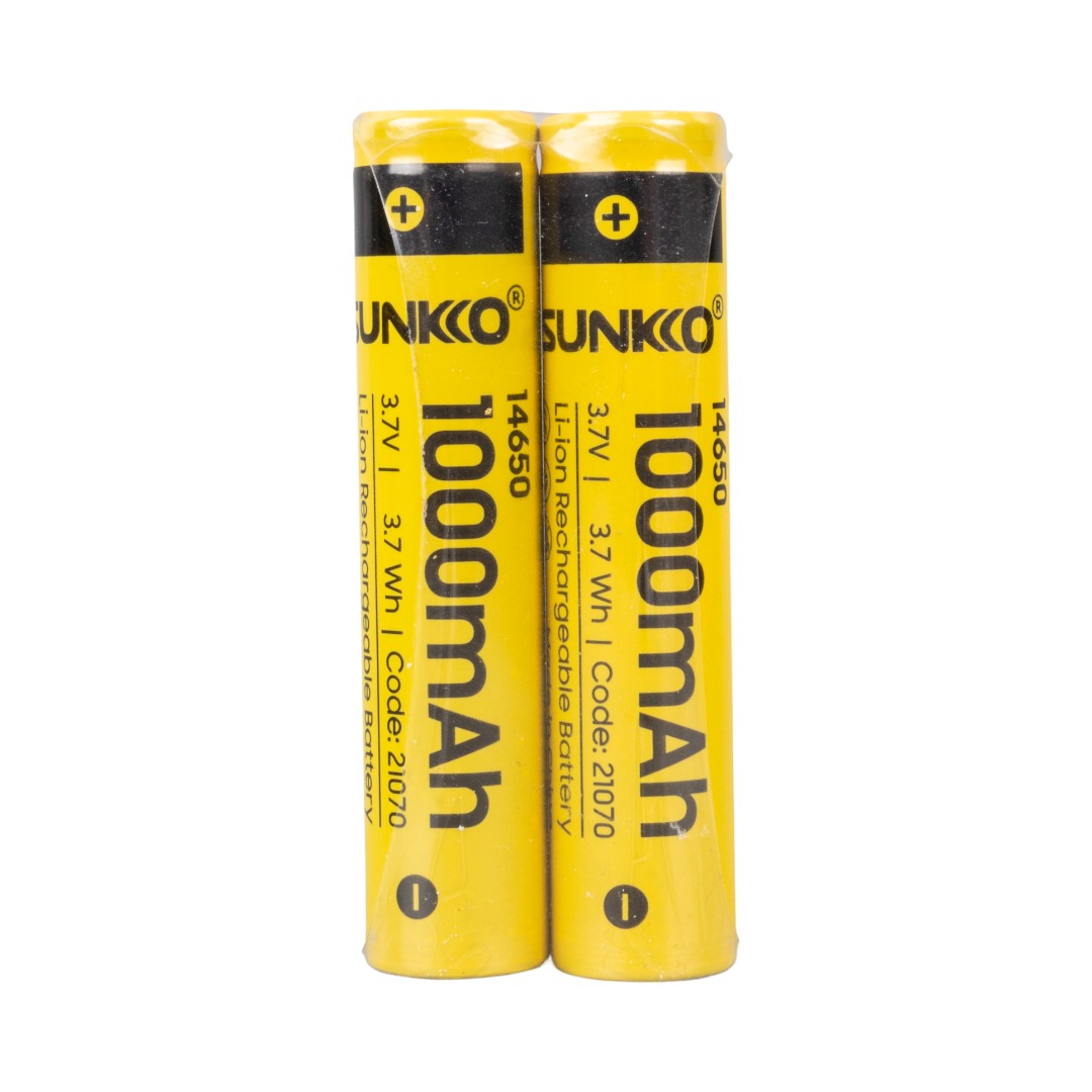 SUNKKO 3.7 VOLT 1000 MAH 14650 ŞARJ EDİLEBİLİR PİL (2Lİ PAKET) (4767)