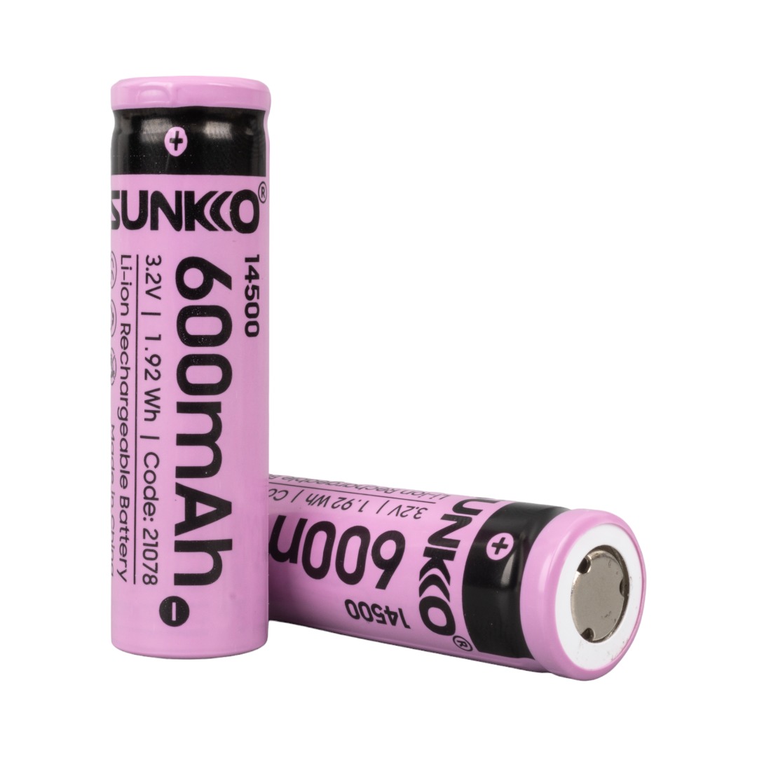 SUNKKO IFR 3.2 VOLT 600 MAH 14500 ŞARJ EDİLEBİLİR PİL (2Lİ PAKET) (4767)